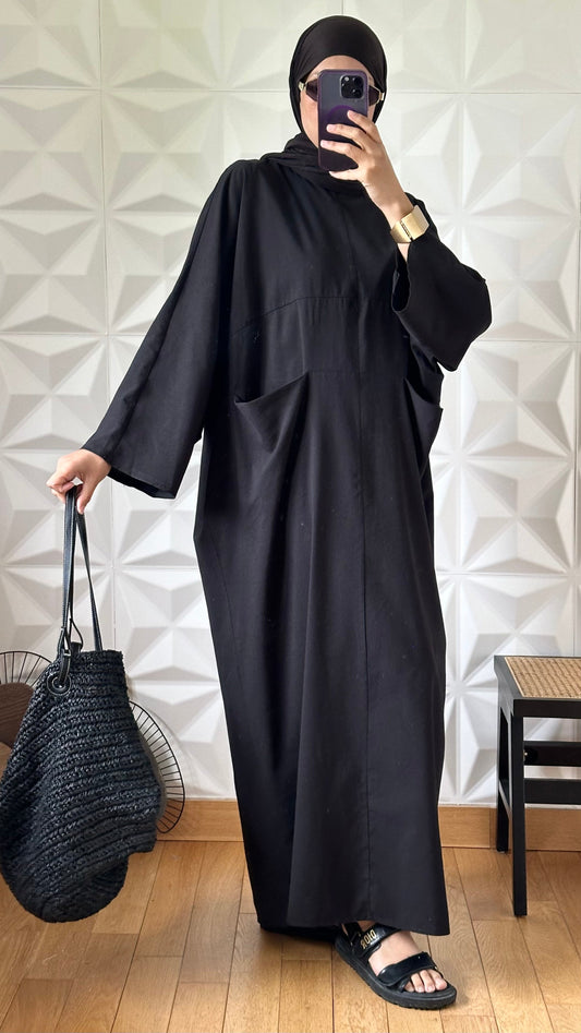 Robe sweat oversize en Lin à poches - Noir